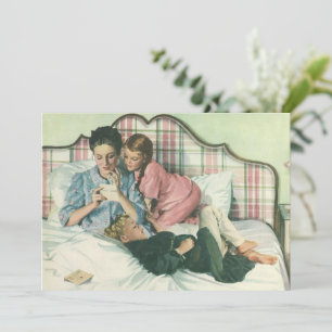 Día de la Madre Vintage, niños leyendo tarjetas en