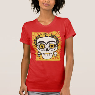 Día de la Muerte Frida Kahlo Camiseta de la Calave