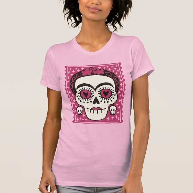 Día de la Muerte Frida Kahlo Camiseta de la Calave (Anverso)