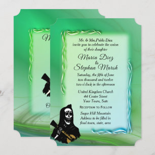 Día de la Muerte y Misty Invitación a la Boda Verd