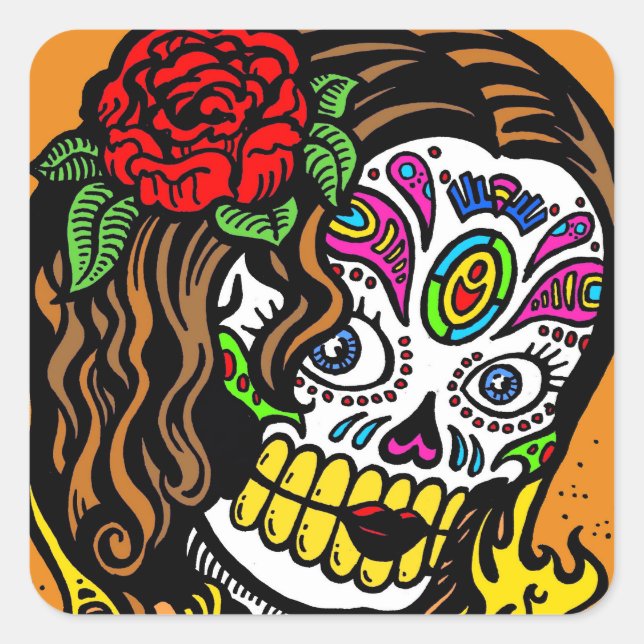 Día de la mujer de los pegatinas muertos (Anverso)