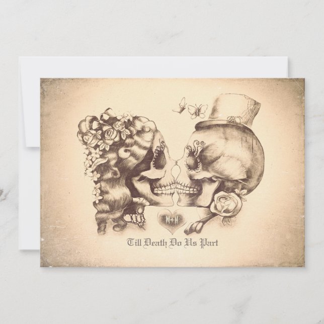 Día de la Pareja de Cráneo de Invitaciones a la Bo (Anverso)
