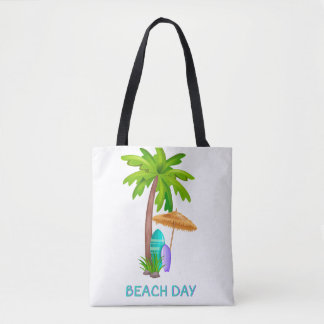 Día de la playa Bolsa Palm Tree Viaje de verano