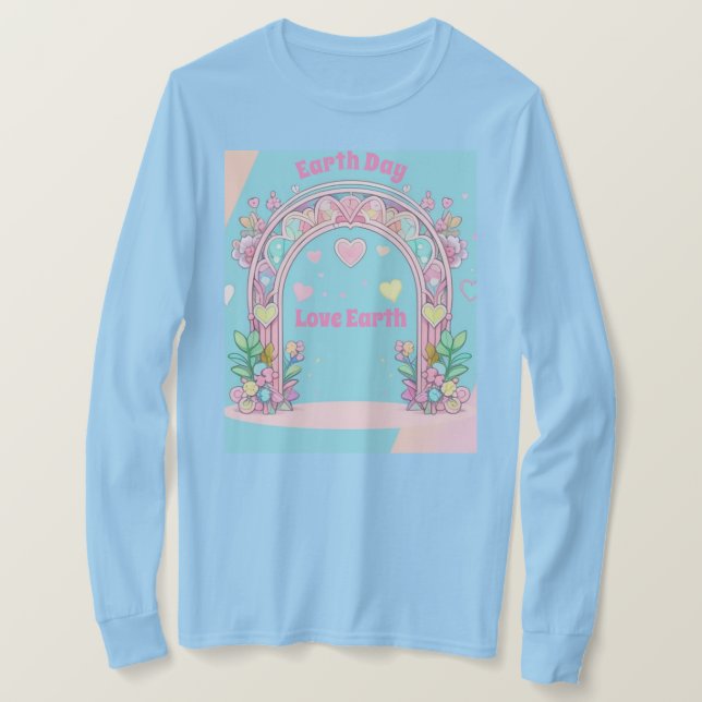 Día de la Tierra AI Arte Camiseta azul claro de la (Anverso del diseño)
