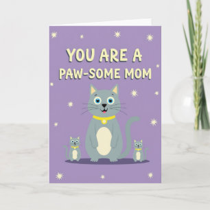 Día de las Mamás Pawsome Tarjeta de Arte Felino