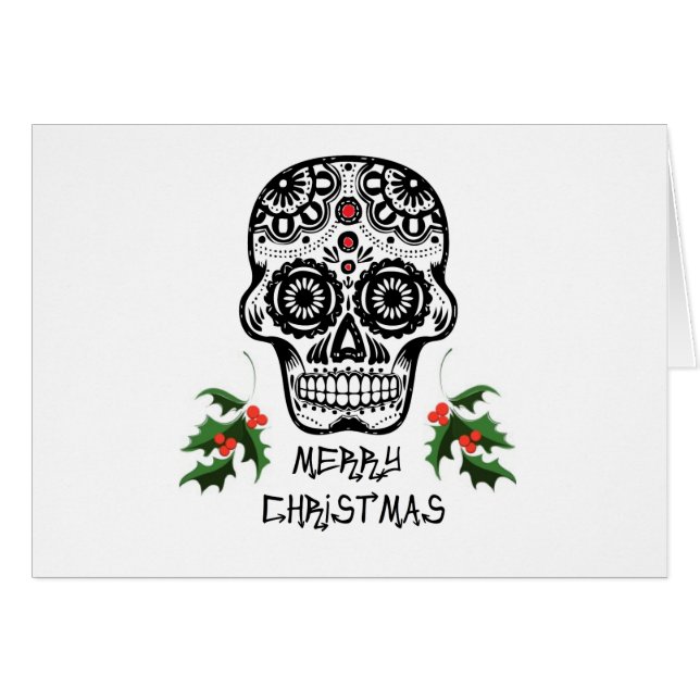 Día de las tarjetas muertas de Navidad del cráneo (Anverso (Horizontal))