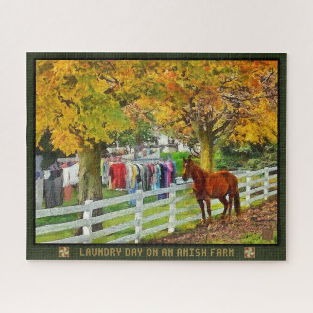 Día De Lavado De Rompecabezas En Una Granja Amish (Horizontal)