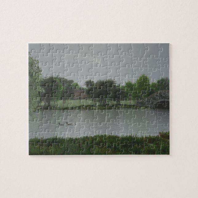 Día de lluvias en el rompecabezas del lago Jigsaw (Horizontal)