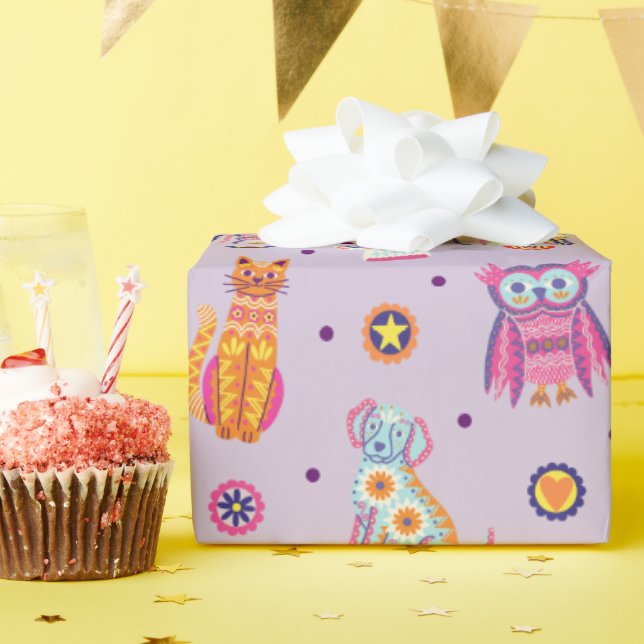 Dia de los Muertos Animales Papel de envolvimiento (Fiesta de cumpleaños )