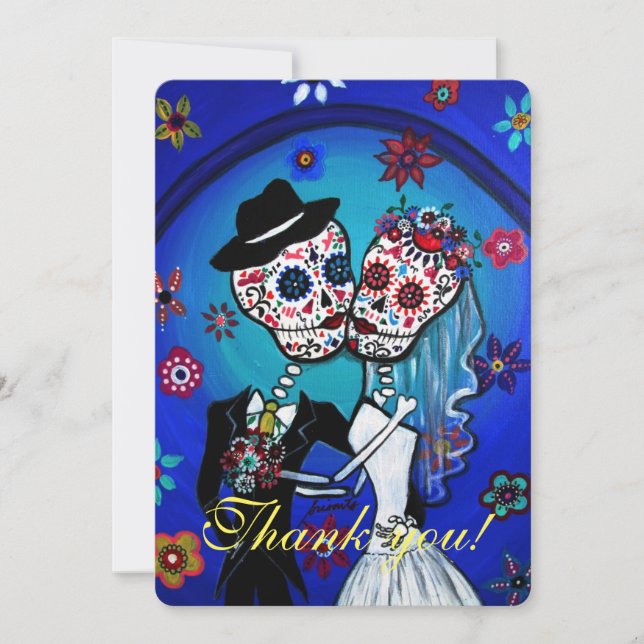 DIA DE LOS MUERTOS BODA GRACIAS TARJETA (Anverso)