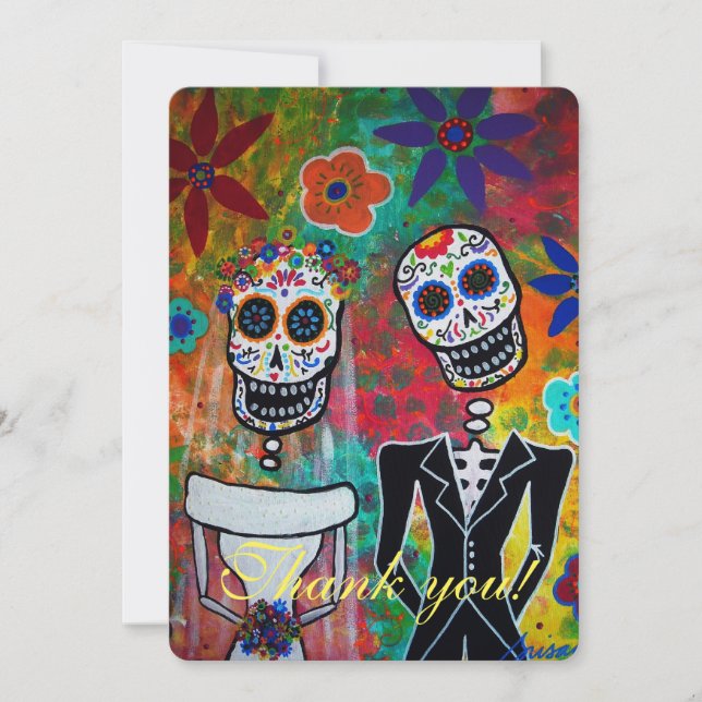 DIA DE LOS MUERTOS BODA GRACIAS TARJETA (Anverso)
