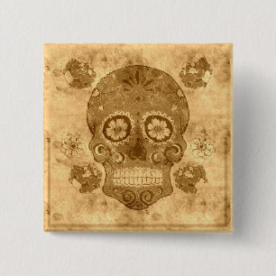 Día de los muertos -- Botón de cráneo de azúcar se