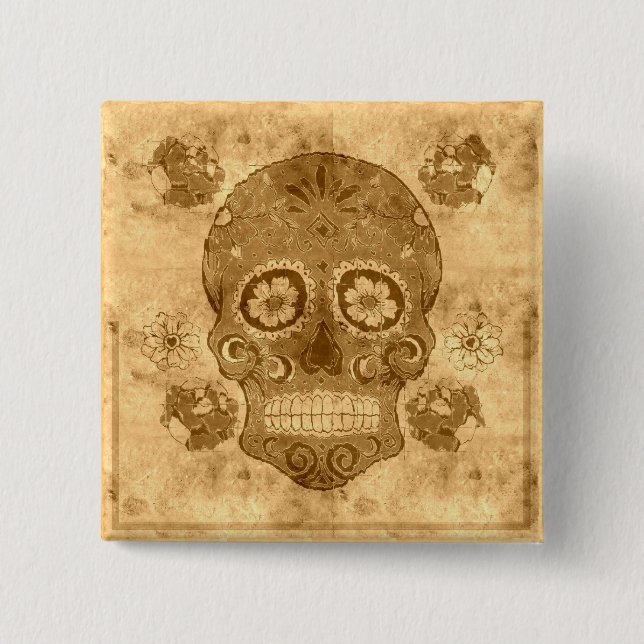 Día de los muertos -- Botón de cráneo de azúcar se (Anverso)