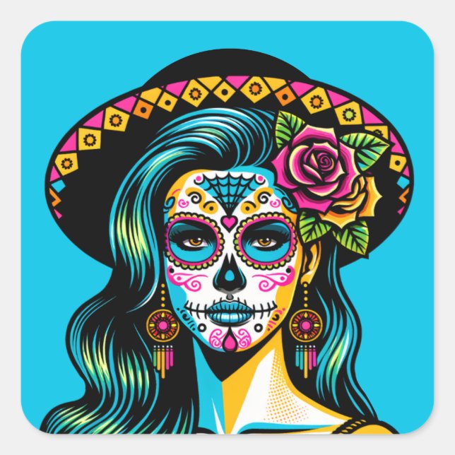 Día de los Muertos Día de los Pegatinas Muertos (Anverso)