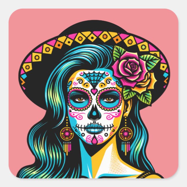 Día de los Muertos Día de los Pegatinas Muertos (Anverso)