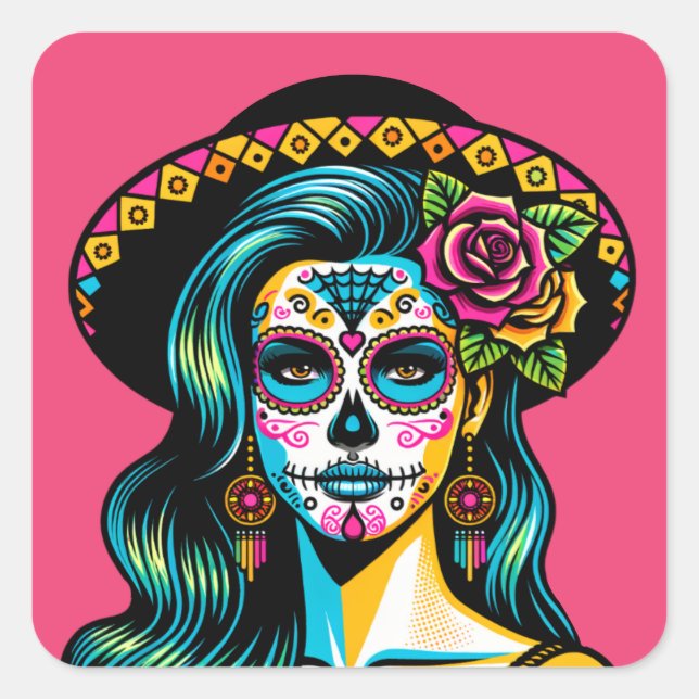 Día de los Muertos Día de los Pegatinas Muertos (Anverso)