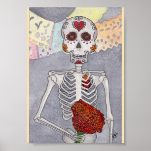 Día de los muertos en el esqueleto Arte Imprimir M