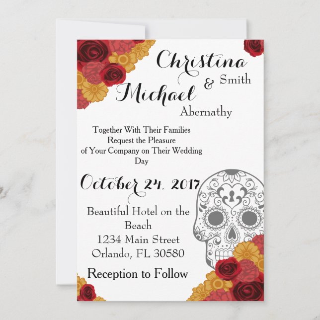 Día de los Muertos Invitación a la boda (Anverso)