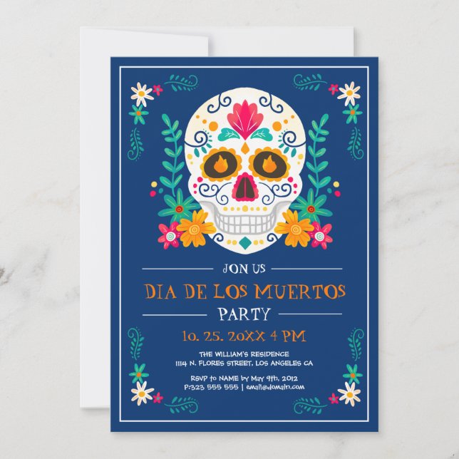 Día De Los Muertos, Invitación De La Fiesta Del Dí (Anverso)