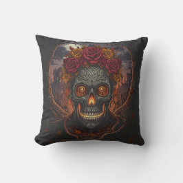 Día de los Muertos Skull, almohada de lanzamiento 
