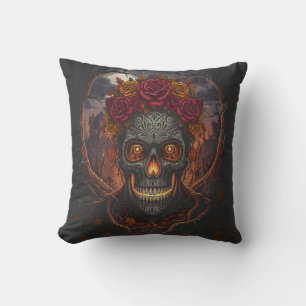 Día de los Muertos Skull, almohada de lanzamiento