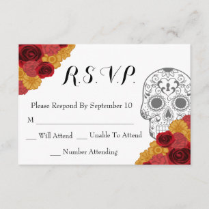 Día de los muertos: Tarjeta Boda RSVP Los Muertos