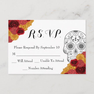 Día de los muertos: Tarjeta Boda RSVP Los Muertos