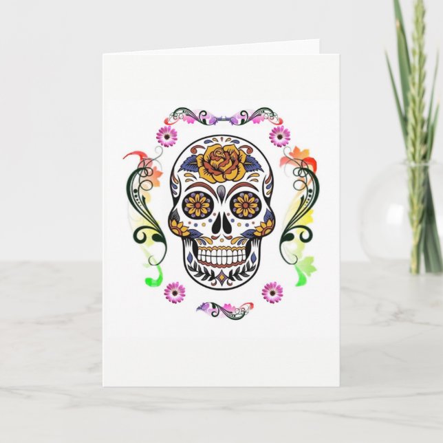 Día de los Muertos - Tarjeta Floral Skull (Anverso)