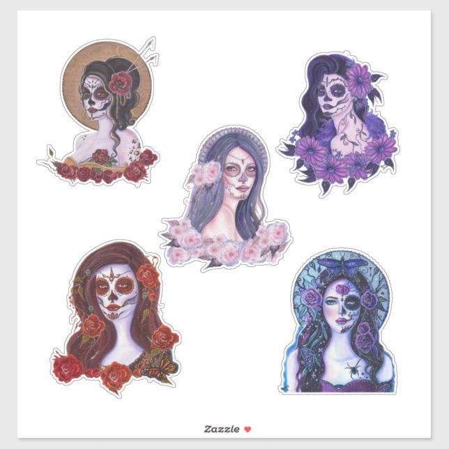 Día de los pegatinas muertos por Renee (Hoja)