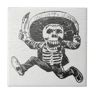 Día de Muertos - Baldosa Cerámica de Esqueleto Mex