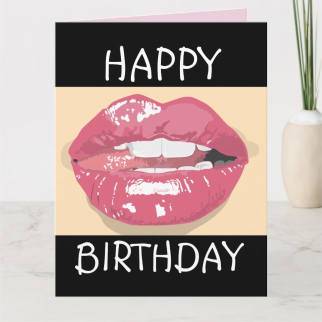 DÍA DE NACIMIENTO LIPS ROMÁNTICOS para tarjeta de  (Anverso)