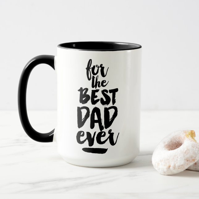 Día de padres blanco negro de la taza para el (Con donut)