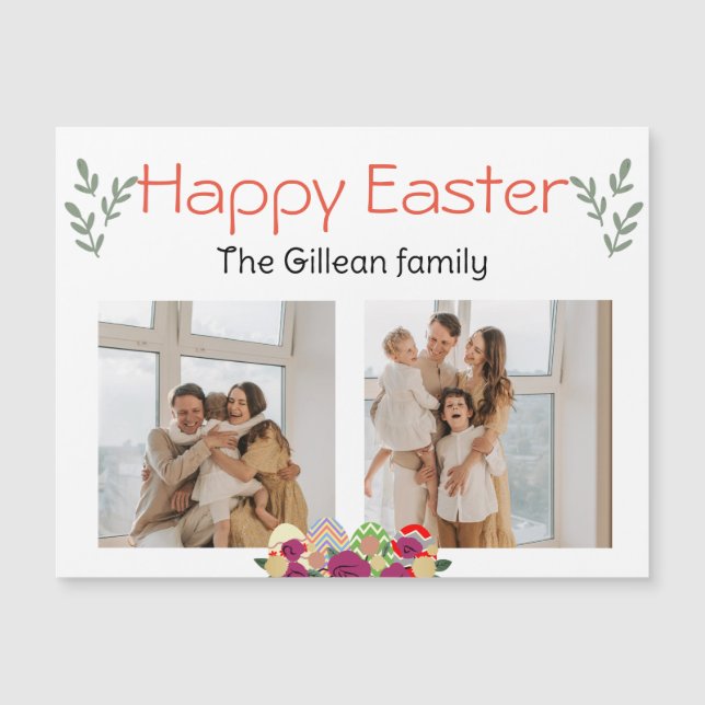 día de Pascua, feliz Pascua a la familia dos foto (Anverso)