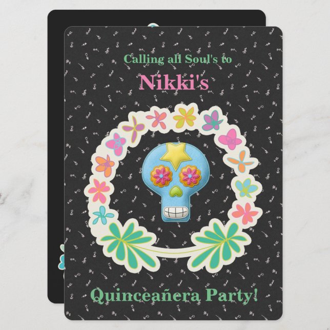 DÍA DE QUINCEANERA DE LA INVITACIÓN MUERTA (Anverso / Reverso)