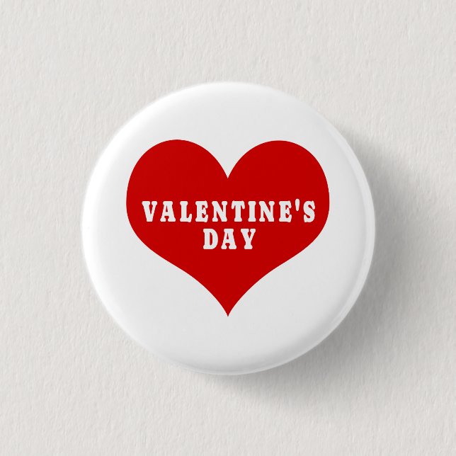DÍA DE SAN VALENTÍN Botón de corazón de amor rojo (Anverso)