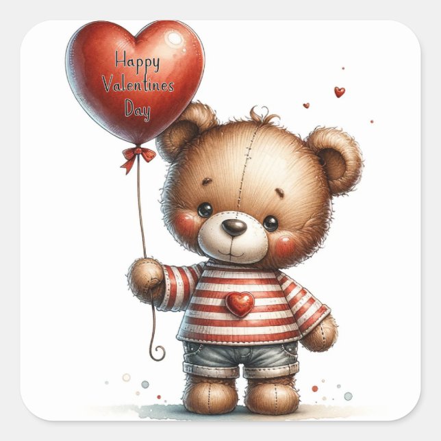 Día de San Valentín Cute Teddy Bear Pegatina (Anverso)