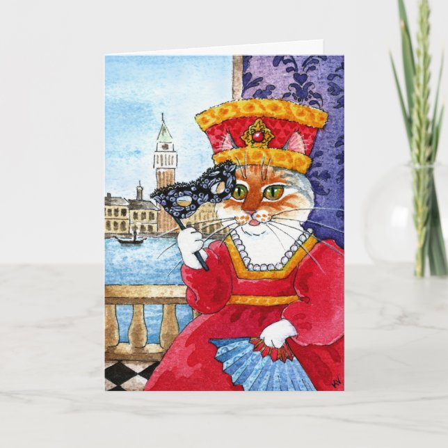 Día de San Valentín de gato o tarjeta de carnaval (Anverso)