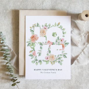 Día de San Valentín de vegetación y rosas en acuar