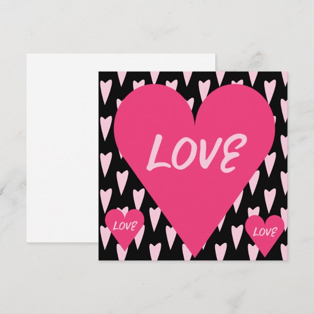 Día de San Valentín Grandes Corazones de Amor Rosa (Anverso / Reverso)