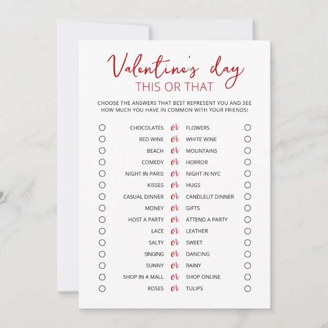Día de San Valentín Juego de Tarjeta Editable 'Est (Anverso)