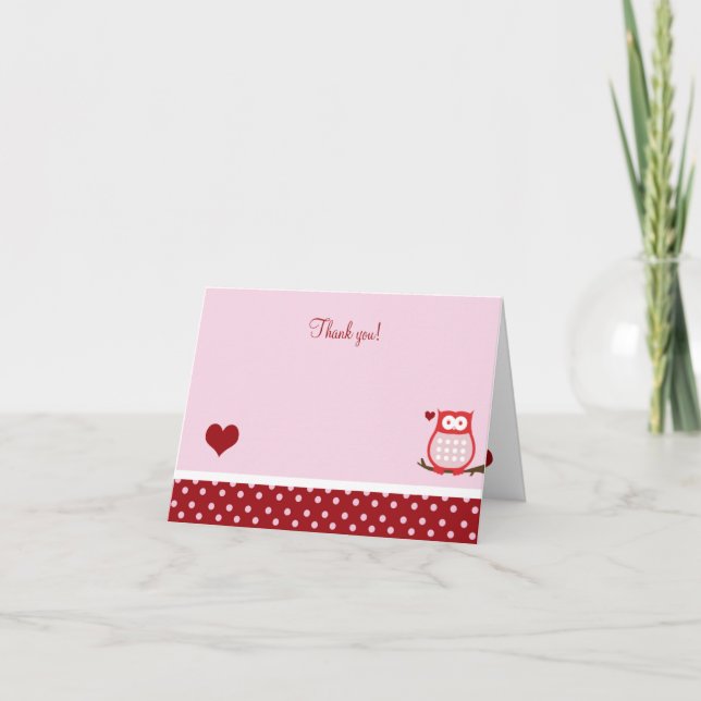 Día de San Valentín Owl Folded Gracias Nota (Anverso)