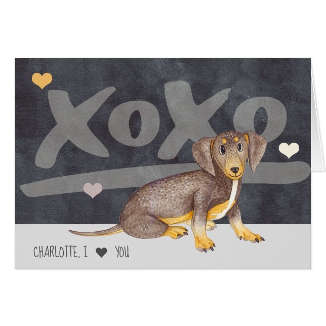 Día de San Valentín personalizado de Dachshund Wie (Anverso (Horizontal))