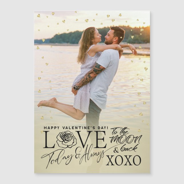 Día de San Valentín XOXO Romántico Dorado (Anverso)
