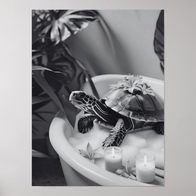 Día de Spa de Tortuga Cute, arte de baño divertido (Frente)
