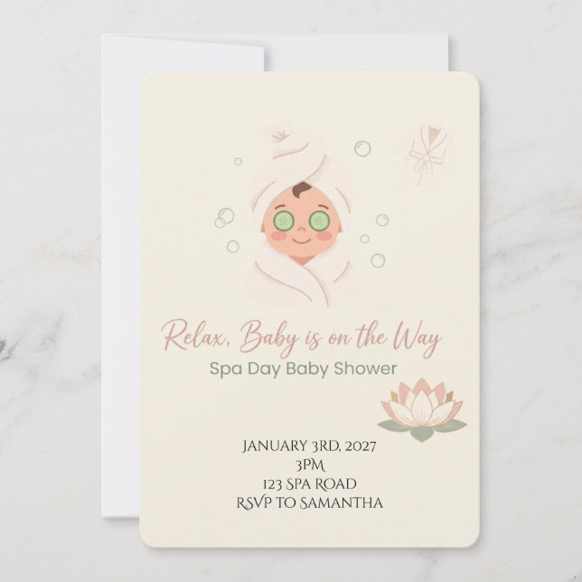 Día de Spa para Bebé | Invitación de Baby Shower (Anverso)