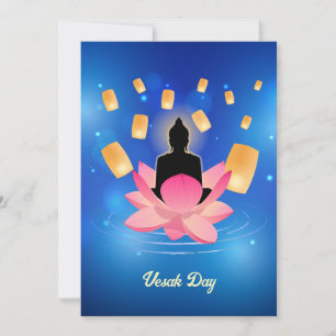 Día de Vesak Buda en la linterna de loto Vaisakha