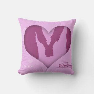 Día del amor hermosa almohada de acento rosa