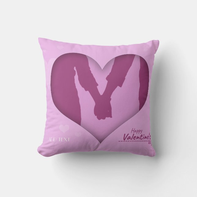 Día del amor hermosa almohada de acento rosa (Anverso)