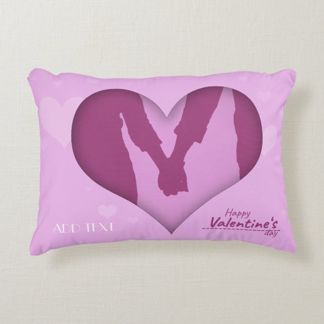 Día del amor hermosa almohada de acento rosa (Anverso)