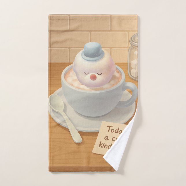 Día del Cacao Caliente: Arte de Bichon Marshmallow (Toalla de mano)